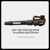 image:imageWORX Cordless Leaf Blower Electric Blowers for Lawn Care with 120 MPH amp 35 LBS Long Nozzle Design for Narrow Spaces with Cleaning Attachments Battery amp Charger Included WG5451190MPH 40V BlowerTool Only