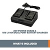 image:imageWORX WA3881 18V20V 60 min Quick Charger Black2 Hour Dual Port Charger