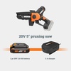 image:imageWorx 20V 5 Mini Cordless Chainsaw 39 lbs 22 fts Chain Speed Power Share Battery Upper amp Hand Guard WG324  Battery amp Charger Included5 25 fts Pruning Saw 20Ah Battery
