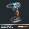 image:imageWorx Nitro 20V Cordless 12 Drill Driver With Brushless Motor  Compact amp Lightweight Set Only 6 and 3 lbs  Power Share Compatible WX130L  Batteries amp Charger Included Black20V 12 Brushless DrillDriver Tool Only