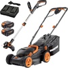 image:imageWORX 17 Cordless Lawn Mower 2 in 1 Electric Mower Cuts Quietly Compact amp Lightweight Push Lawn Mower with 7Position Height Adjustment for Small Yards 2 Batteries amp Charger Included WG74314 Mower  12 Trimmer w2 40 Ah Batteries