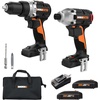 image:imageWorx Nitro 20V Brushless 12 Hammer Drill Cordless and 14 Cordless Impact Driver Combo Kit Cordless Drill Set with Storage Bag Power Share Compatible WX971L  Batteries amp Charger Included