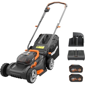 image:imageWORX 17 Cordless Lawn Mower 2 in 1 Electric Mower Cuts Quietly Compact amp Lightweight Push Lawn Mower with 7Position Height Adjustment for Small Yards 2 Batteries amp Charger Included WG74317 40V Mower w2 40 Ah Batteries
