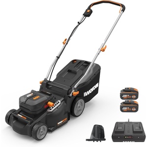 image:imageWORX 17 Cordless Lawn Mower 2 in 1 Electric Mower Cuts Quietly Compact amp Lightweight Push Lawn Mower with 7Position Height Adjustment for Small Yards 2 Batteries amp Charger Included WG74316 40V Mower w2 40 Ah Batteries