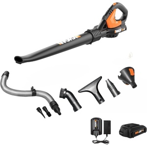 image:imageWORX Cordless Leaf Blower Electric Blowers for Lawn Care with 120 MPH amp 35 LBS Long Nozzle Design for Narrow Spaces with Cleaning Attachments Battery amp Charger Included WG5451120MPH 20V Blower w120 Ah Battery