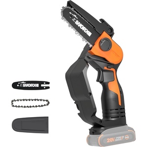 image:imageWorx 20V 5 Mini Cordless Chainsaw 39 lbs 22 fts Chain Speed Power Share Battery Upper amp Hand Guard WG324  Battery amp Charger Included5 22 fts Pruning Saw Tool Only