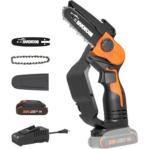 image:imageWorx 20V 5 Mini Cordless Chainsaw 39 lbs 22 fts Chain Speed Power Share Battery Upper amp Hand Guard WG324  Battery amp Charger Included5 22 fts Pruning Saw 20Ah Battery