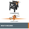 image:imageWorx WX0653 Clamping Sawhorses with Bar Clamps and 7 Inch Metal Triangle RulerClamping Sawhorse Pair