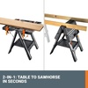 image:imageWorx WX0653 Clamping Sawhorses with Bar Clamps and 7 Inch Metal Triangle RulerPortable Workbench  Sawhorse