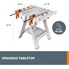 image:imageWorx WX0653 Clamping Sawhorses with Bar Clamps and 7 Inch Metal Triangle RulerPortable Workbench  Sawhorse