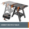 image:imageWorx WX0653 Clamping Sawhorses with Bar Clamps and 7 Inch Metal Triangle RulerPortable Workbench  Sawhorse