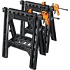 image:imageWorx WX0653 Clamping Sawhorses with Bar Clamps and 7 Inch Metal Triangle RulerClamping Sawhorse Pair