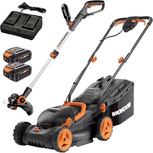 image:imageWorx Nitro 20 Cordless Lawn Mower 3 in 1 Electric Mower with Collapsible Handle Push Lawn Mower with 7Position Height Adjustment 2 Batteries amp Charger Included WG751314 Mower  12 Trimmer w2 40 Ah Batteries