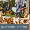 image:imageWORX Cordless Leaf Blower Electric Blower for Lawn Care wth Brushless Motor Batteries amp Charger Not Included WG5849430CFM 40V Blower w225 Ah Batteries