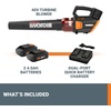 image:imageWORX Cordless Leaf Blower Electric Blower for Lawn Care wth Brushless Motor Batteries amp Charger Not Included WG5849430CFM 40V Blower w225 Ah Batteries