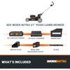 image:imageWORX Nitro Cordless Lawn Mower 21 Electric Mower for 12 Acre Brushless Push Lawn Mower with 7Position Height Adjustment 2  50 Ah Batteries amp Charger Included WG75221 40V Mower w2 50 Ah Batteries