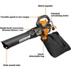 image:imageWORX Trivac 3 in 1 Electric Leaf Blower for Lawn Care Leaf Vacuum with 350 CFM amp 210 MPH Leaf Mulcher with Metal Impeller Reusable Bag Included WG5052600CFM BlowerVacMulcher