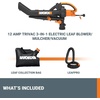 image:imageWORX Trivac 3 in 1 Electric Leaf Blower for Lawn Care Leaf Vacuum with 350 CFM amp 210 MPH Leaf Mulcher with Metal Impeller Reusable Bag Included WG5052350CFM wLeafPro Collection System