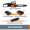 image:imageWorx 40V 14 Cordless Chainsaw Power Share with AutoTension  WG384 Batteries amp Charger Included