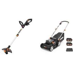 image:imageWORX Cordless String Trimmer amp Lawn Mower Combo 12 20V Weed Wacker with Command Feed 17 40V Mower with 6Position Height Adjustments for Medium Size Yard 4 Batteries amp Charger Included12 20V Trimmer  17 40V Mower w4 Batteries