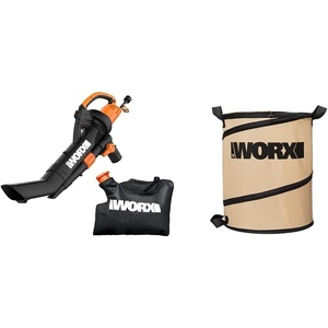 image:imageWORX WG509 12 Amp 3in1 Electric Leaf Blower with All Metal Mulching System and Leaf Collection Systemw Debris Collection Bag