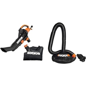 image:imageWORX WG509 12 Amp 3in1 Electric Leaf Blower with All Metal Mulching System and Leaf Collection Systemw Leaf Collection System