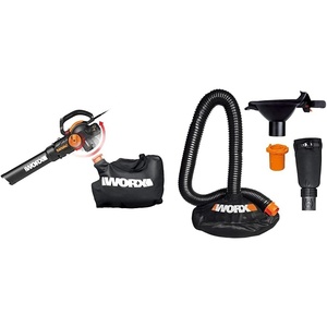image:imageWORX WG512 Trivac 20 Electric 12amp 3in1 Vacuum BlowerMulcherVac with LeafPro Universal Leaf Collection System for All Major BlowerVac Brands
