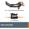 image:imageWORX Trivac 3 in 1 Electric Leaf Blower for Lawn Care Leaf Vacuum with 350 CFM amp 210 MPH Leaf Mulcher with Metal Impeller WG509350CFM BlowerVacMulcher