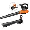image:imageWORX Trivac 3 in 1 Electric Leaf Blower for Lawn Care Leaf Vacuum with 350 CFM amp 210 MPH Leaf Mulcher with Metal Impeller WG509400CFM BlowerVacMulcher