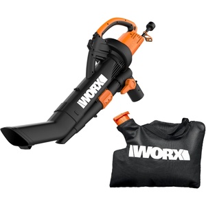 image:imageWORX Trivac 3 in 1 Electric Leaf Blower for Lawn Care Leaf Vacuum with 350 CFM amp 210 MPH Leaf Mulcher with Metal Impeller WG509350CFM BlowerVacMulcher