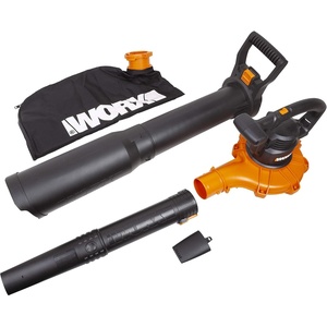 image:imageWORX Trivac 3 in 1 Electric Leaf Blower for Lawn Care Leaf Vacuum with 350 CFM amp 210 MPH Leaf Mulcher with Metal Impeller WG509400CFM BlowerVacMulcher