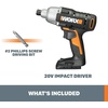 image:imageWorx WX291L9 20V Power Share Cordless Impact Driver Tool OnlyCordless Impact Driver Tool Only