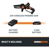 image:imageWorx Nitro 20V 5 Cordless Brushless Chainsaw 20 Ah Battery and Charger Included WG3255 Brushless Purning Saw 20 Ah Battery