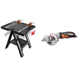 image:imageWORX Pegasus MultiFunction Work Table and Sawhorse with Quick Clamps and Holding Pegs  WX051 with 412 Compact Circular Saw  WX429Lw 412 Compact Circular Saw
